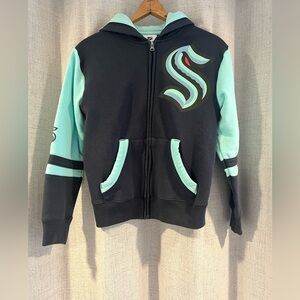 NHL Navy & Ice Blue Youth M Zip Kraken Hoodie